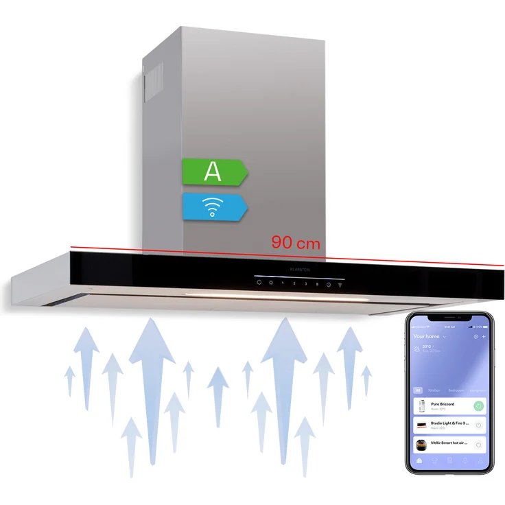 Klarstein Alinea 90 Wandhaube, Wandmontage, Anzahl Gebläsestufen 4, Breite 90 cm, schwarz – Bild 1