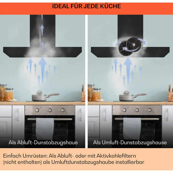 Klarstein Alinea 90 Wandhaube, Wandmontage, Anzahl Gebläsestufen 4, Breite 90 cm, schwarz – Bild 7