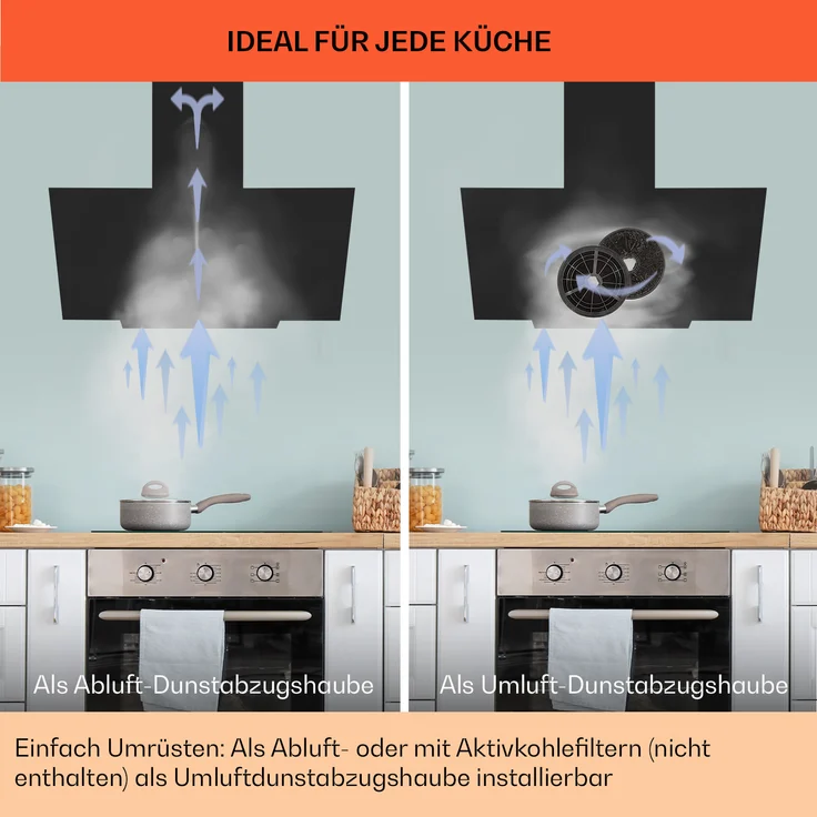 Klarstein Ava 60 Wandhaube, Wandmontage, Anzahl Gebläsestufen 3, Breite 60 cm, schwarz – Bild 7