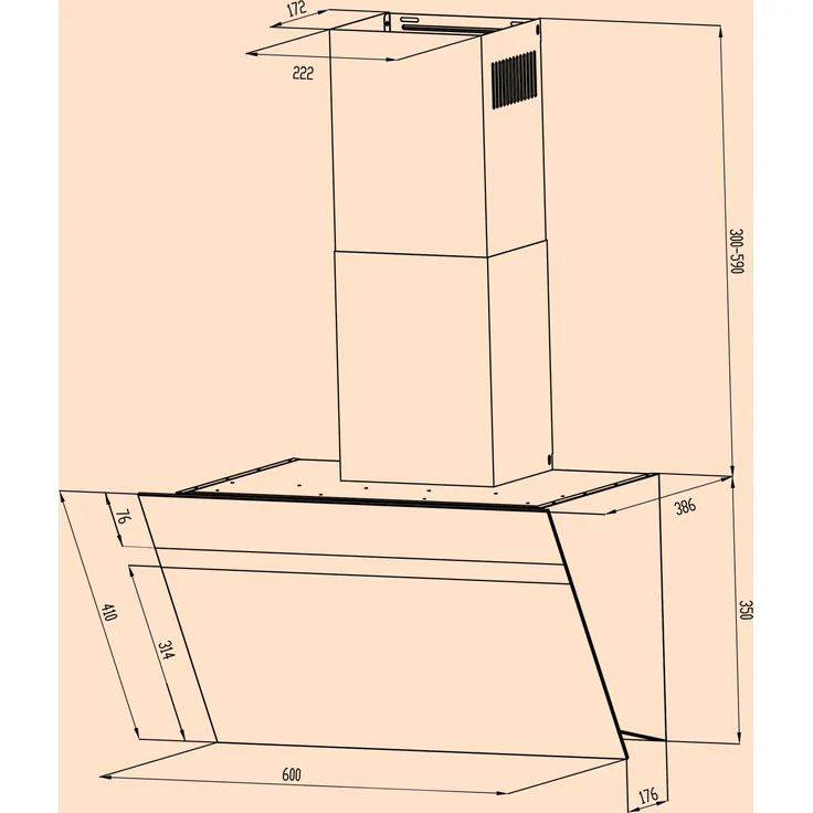 Klarstein Ava 60 Wandhaube, Wandmontage, Anzahl Gebläsestufen 3, Breite 60 cm, schwarz – Bild 8