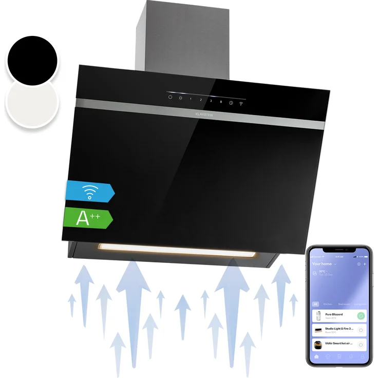 Klarstein Ava 60 Wandhaube, Wandmontage, Anzahl Gebläsestufen 3, Breite 60 cm, schwarz – Bild 1