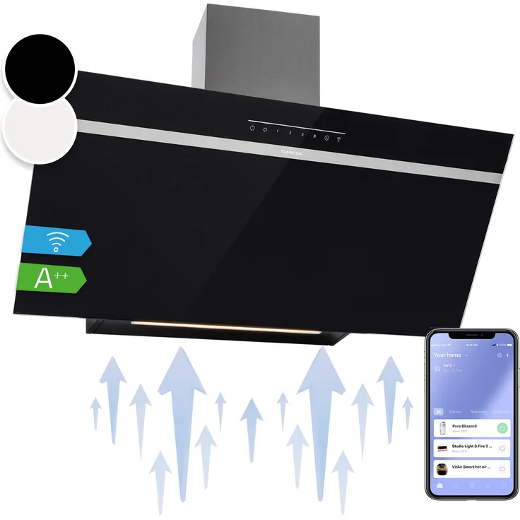 Klarstein Ava 90 Wandhaube, Wandmontage, Anzahl Gebläsestufen 3, Breite 90 cm, schwarz