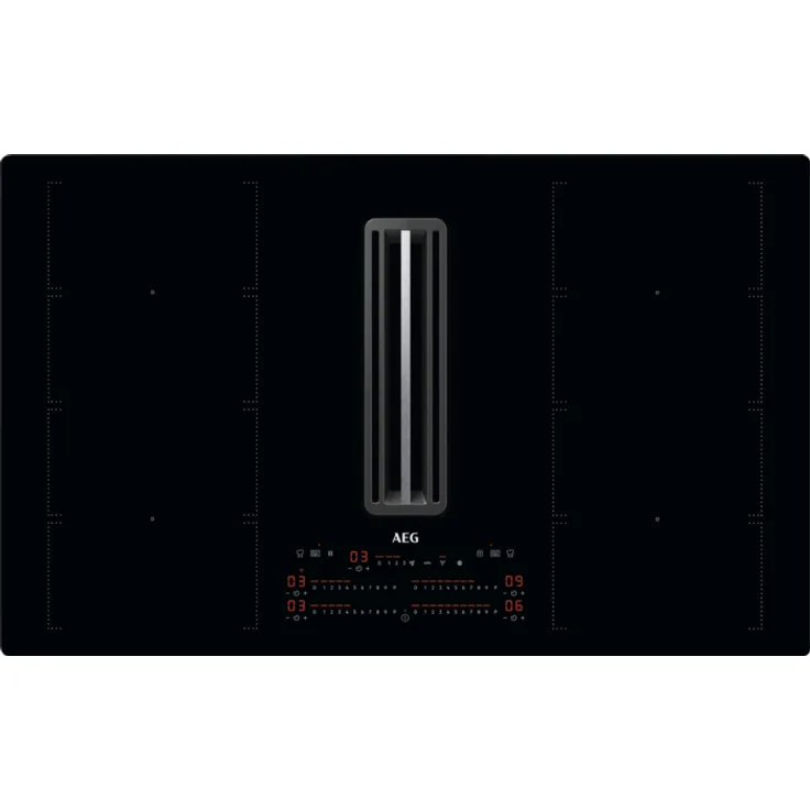 AEG C84779CB Kochfeld mit Dunstabzug, Muldenlüfter, WLAN-fähig, Umluft, Einbaugerät, Breite 78 cm, Anzahl Gebläsestufen 4, schwarz