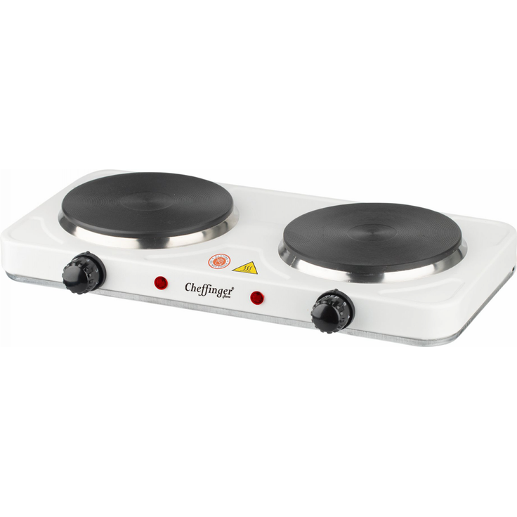Cheffinger CF-EHD1000 elektrische Kochplatte, 1000W, 2 Zonen, weiß