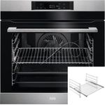 AEG PYRO749M Backofenset, Einbaugerät, Einbaubackofen BPK742280M + Teleskopauszug TR1LFV, Pyrolyse, Garraum 71 l, Breite 59,5 cm, edelstahl, schwarz