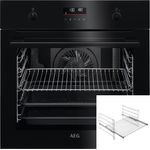 AEG PYRO445B Backofenset, Einbaugerät, Einbaubackofen BPK435090B + Teleskopauszug TR1LFV, Pyrolyse, Garraum 71 l, Breite 59,5 cm, schwarz