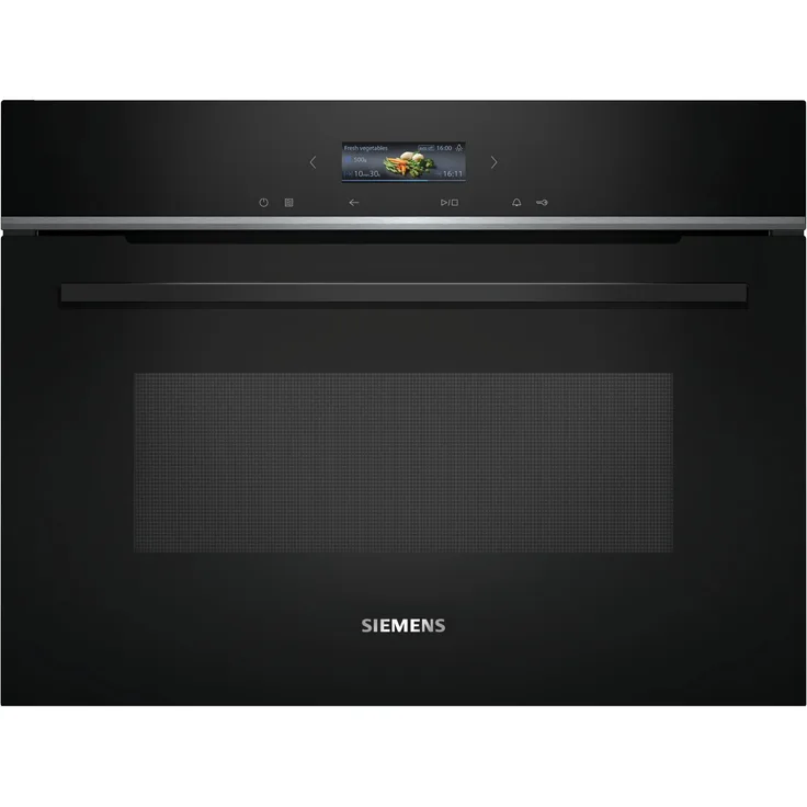 Siemens CE732GXB1 iQ700 Mikrowelle mit Grill, Einbaugerät, 36 Liter Garraum, 1000 Watt, 10 Programme, Edelstahl, schwarz