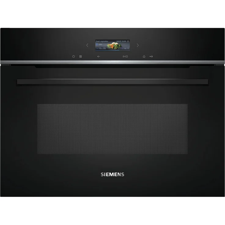 Siemens CE732GXB1 iQ700 Mikrowelle mit Grill, Einbaugerät, 36 Liter Garraum, 1000 Watt, 10 Programme, Edelstahl, schwarz – Bild 1
