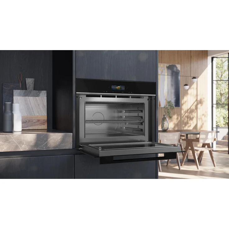 Siemens CE732GXB1 iQ700 Mikrowelle mit Grill, Einbaugerät, 36 Liter Garraum, 1000 Watt, 10 Programme, Edelstahl, schwarz – Bild 4