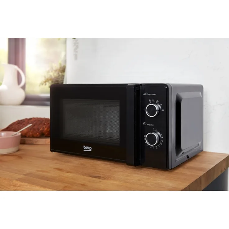 Beko MOC20100BFB Mikrowelle, Standgerät, 20 L Garraum, 700 W, Auftauen, Drehregler, schwarz