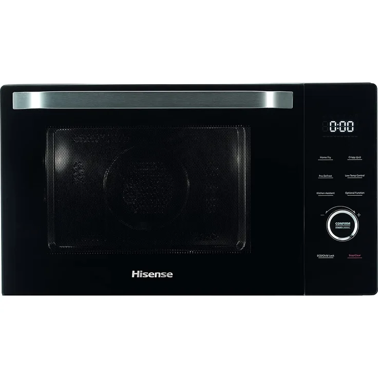 Hisense H30MOBS10HC Mikrowelle mit Grill, Airfry, Konvektion, Standgerät, 30 Liter Garraum, 1000 Watt, 10 Programme, schwarz