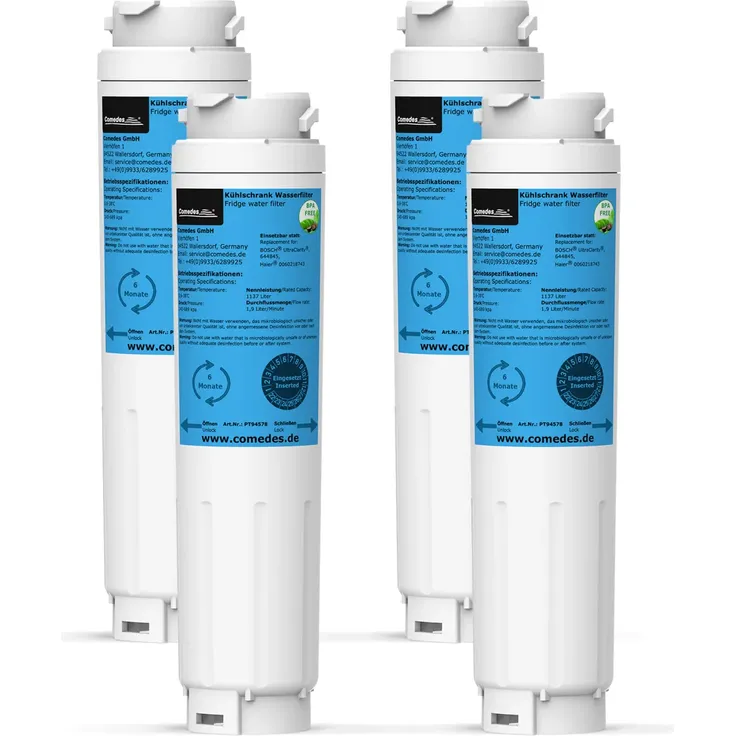 4er Set Comedes Wasserfilter passend für Bosch und Haier Kühlschränke