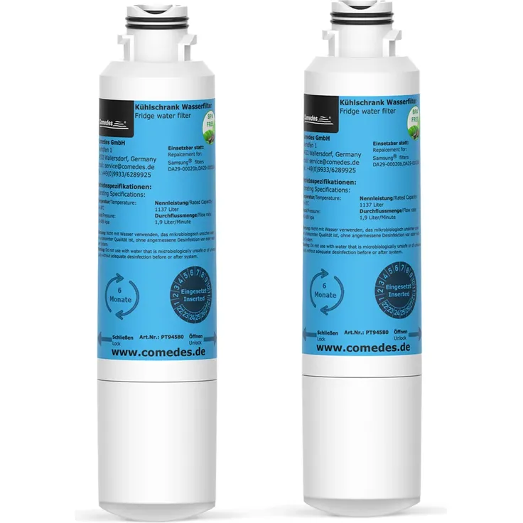 2er Set Comedes Wasserfilter passend für Samsung Kühlschränke