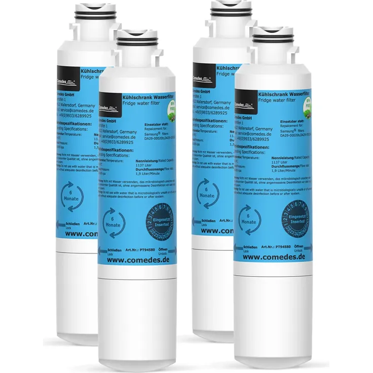 4er Set Comedes Wasserfilter passend für Samsung Kühlschränke