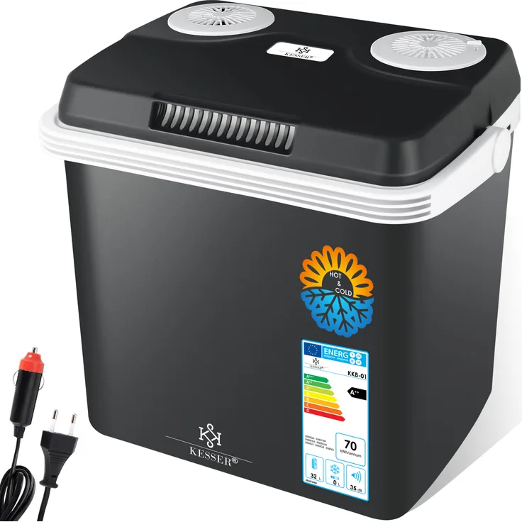 Kesser KKB-01 Thermoelektrische Kühlbox 12V, 230V Stecker, Mini-Kühlschrank, Warmhaltebox, Anthrazit