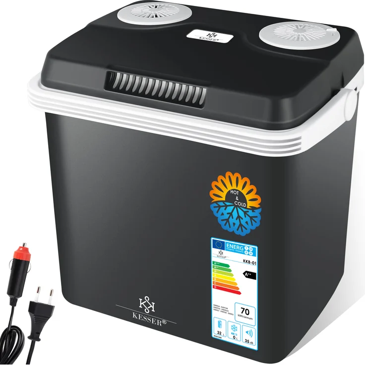 Kesser KKB-01 Thermoelektrische Kühlbox 12V, 230V Stecker, Mini-Kühlschrank, Warmhaltebox, Anthrazit – Bild 1