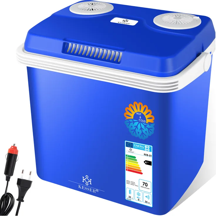 Kesser KKB-01 Thermoelektrische Kühlbox 12V, 230V Stecker, Mini-Kühlschrank, Warmhaltebox, Blau - Preisvergleich