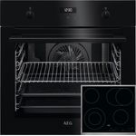 AEG BEB43K63B Backofenset, Einbaubackofen BEK435060B + Glaskeramikkochfeld HK634060XB, Garraum 71 l, Breite 59,5 cm, edelstahl, schwarz