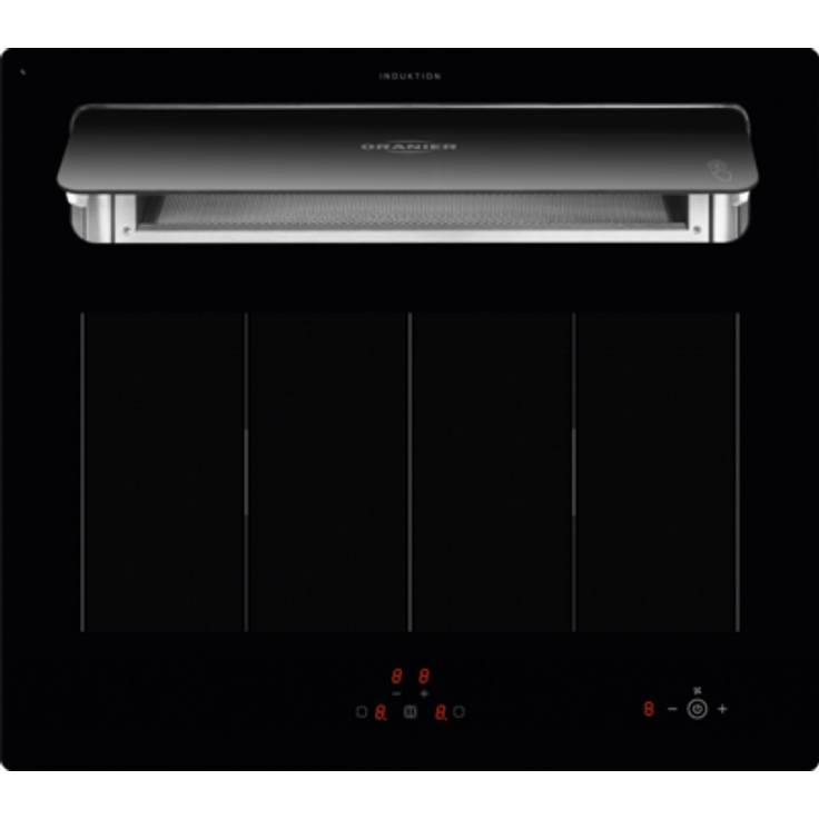 Oranier KXI 1062 TC Kochfeld mit Dunstabzug, FlexX-Induktion mit Kochfeldabzug, rahmenlos, Breite 60 cm, 2 Zonen, Autark, schwarz