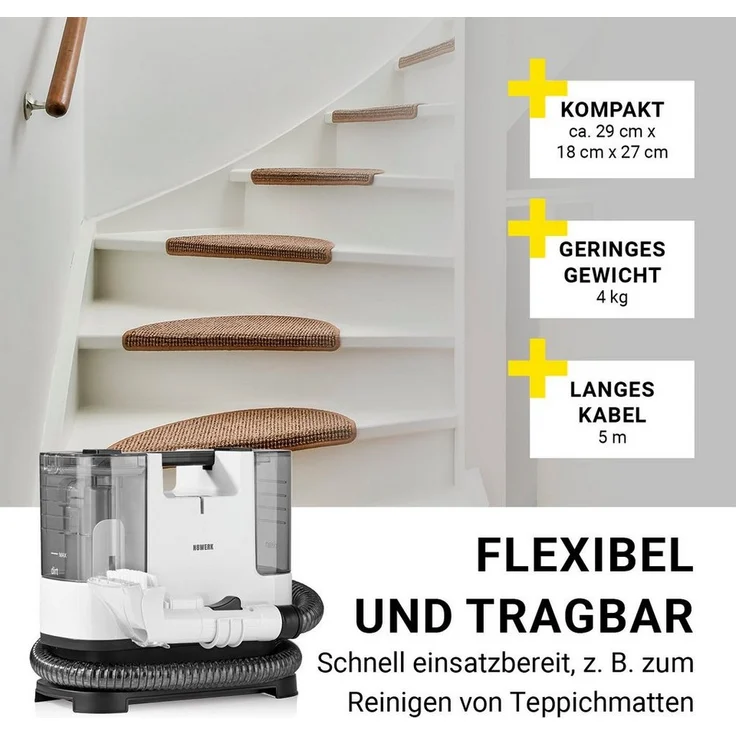 N8WERK Nass-Trocken-Sauger Waschsauger Teppichreiniger Portable Clean, 400 W, Saugwischer Nasssauger Staubsauger – Bild 2