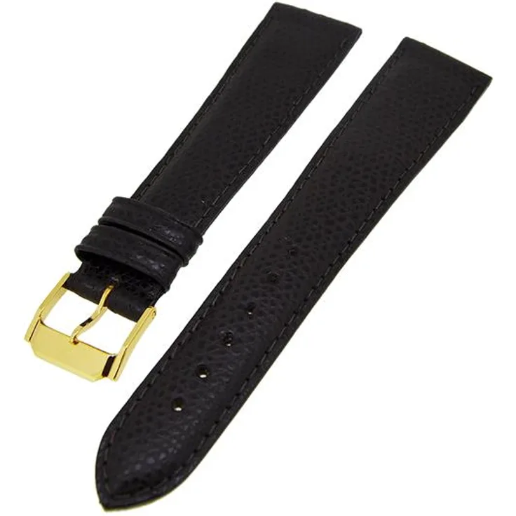 Uhrenarmband Lederband Dunkelbraun Ton in Ton 16mm Dornschließe Gold 14211