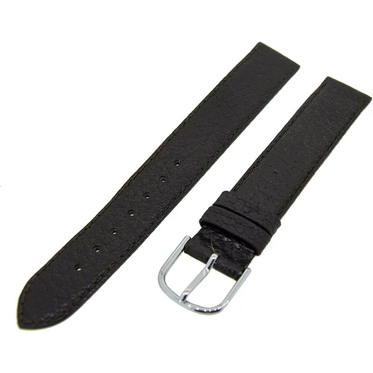 Uhrenarmband Lederband Dunkelbraun 16mm Dornschließe Silber Ersatzband NEU 14559