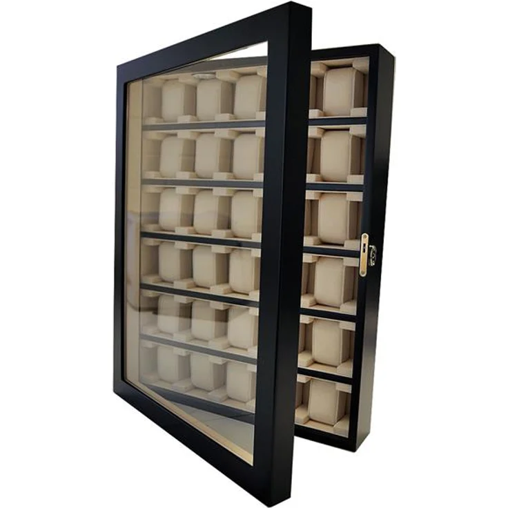 Uhrenvitrine Wandvitrine für 30 Uhren schwarz mit Sichtfenster – Bild 2