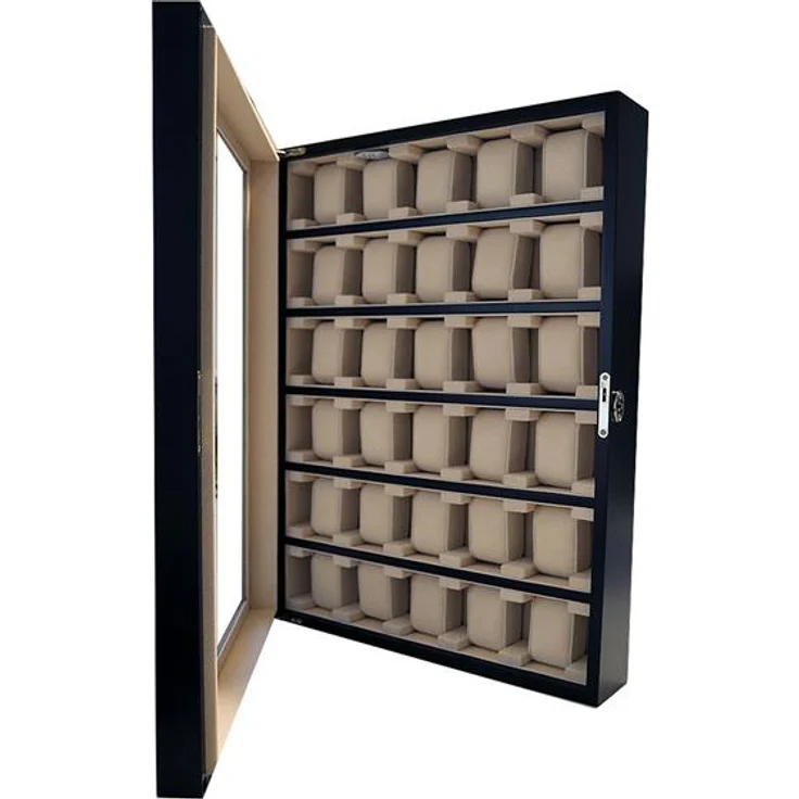 Uhrenvitrine Wandvitrine für 30 Uhren schwarz mit Sichtfenster – Bild 3