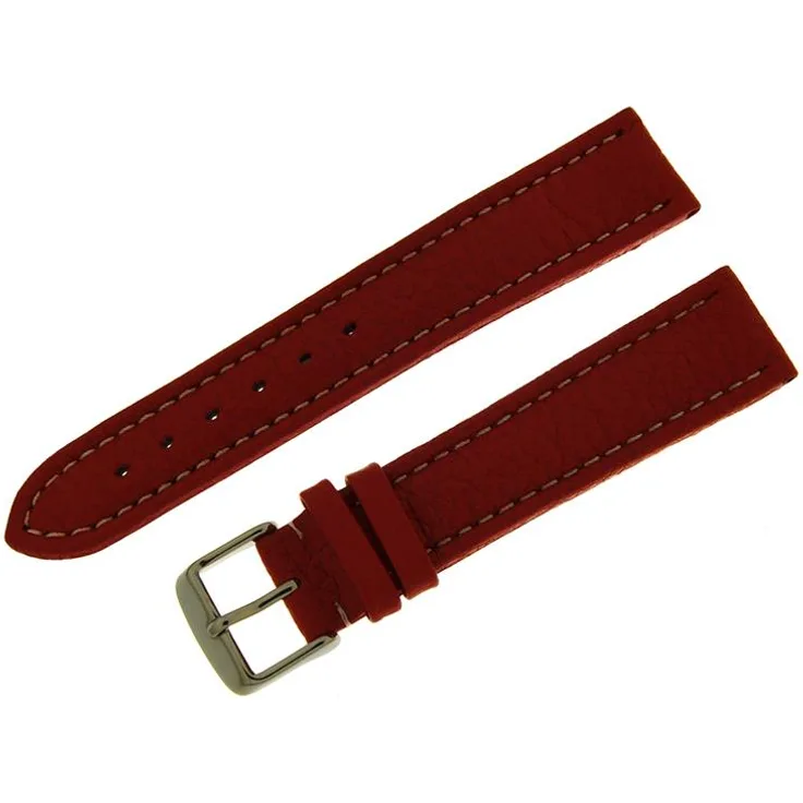 Uhrenarmband XL LEDER rot weiße Naht 20mm Dornschließe 12361