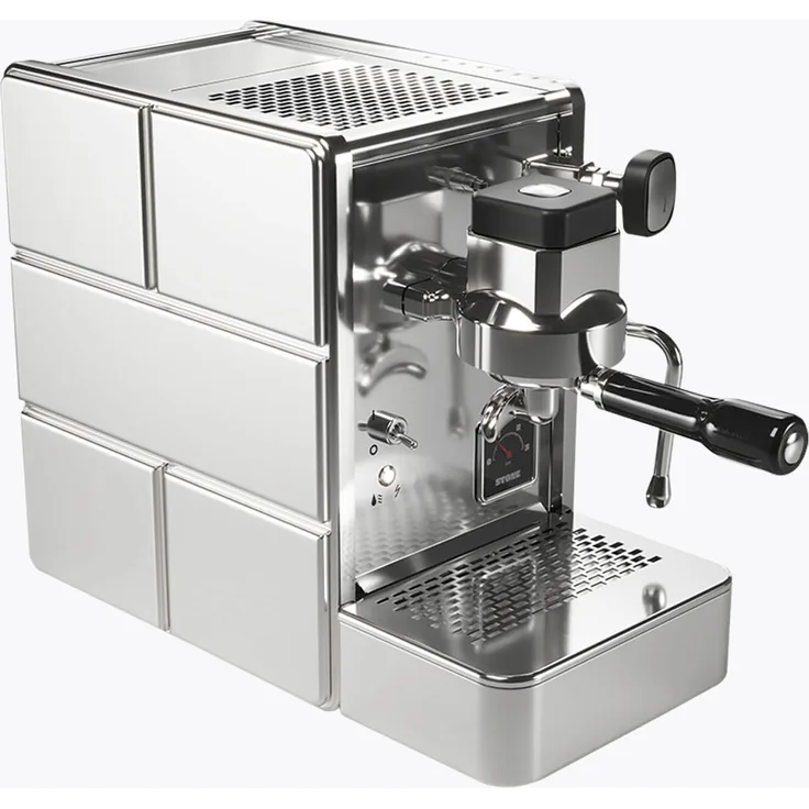 Stone Premium Chrom Espressomaschine, 1000 Watt, 1,2 Liter Wassertank, Edelstahl, chrom