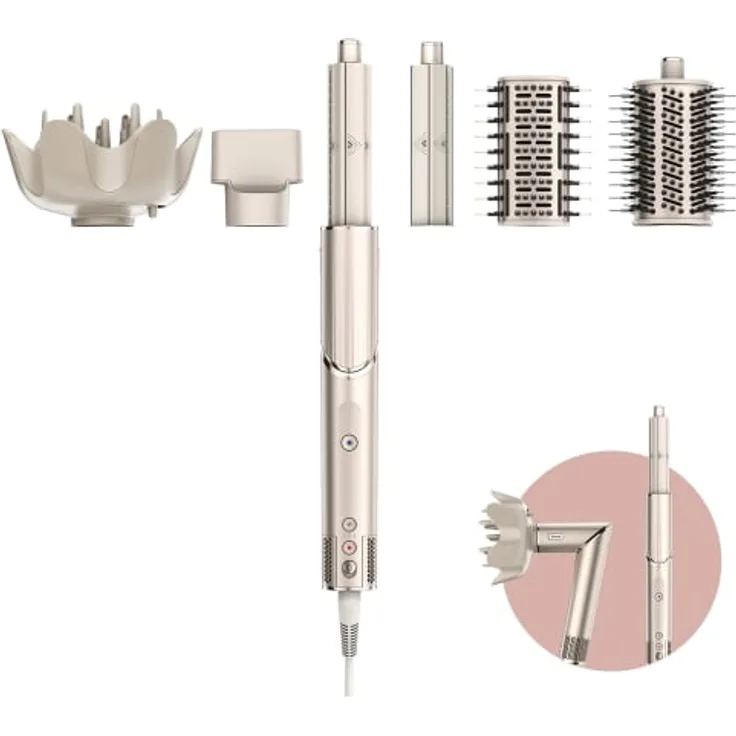 Shark HD440SLEU FlexStyle Haarstyler, 5 Styling-Aufsätze - Lockenaufsatz, Ovalbürste, Paddelbürste, Konzentrator, Diffusor, stone