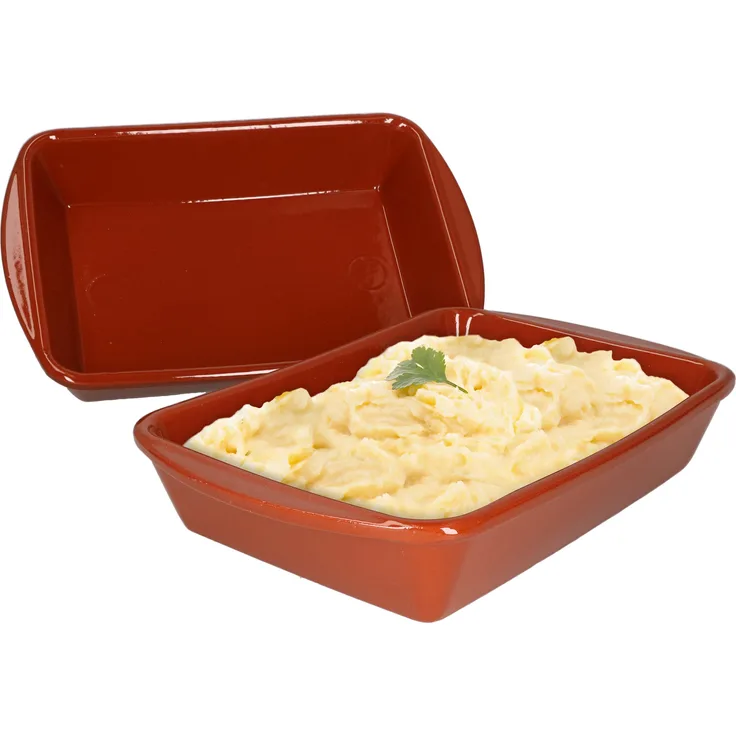 MamboCat 2er Set Ton-Auflaufform 1L 28,5x19x5,5cm Mediterran Dessert-Backform