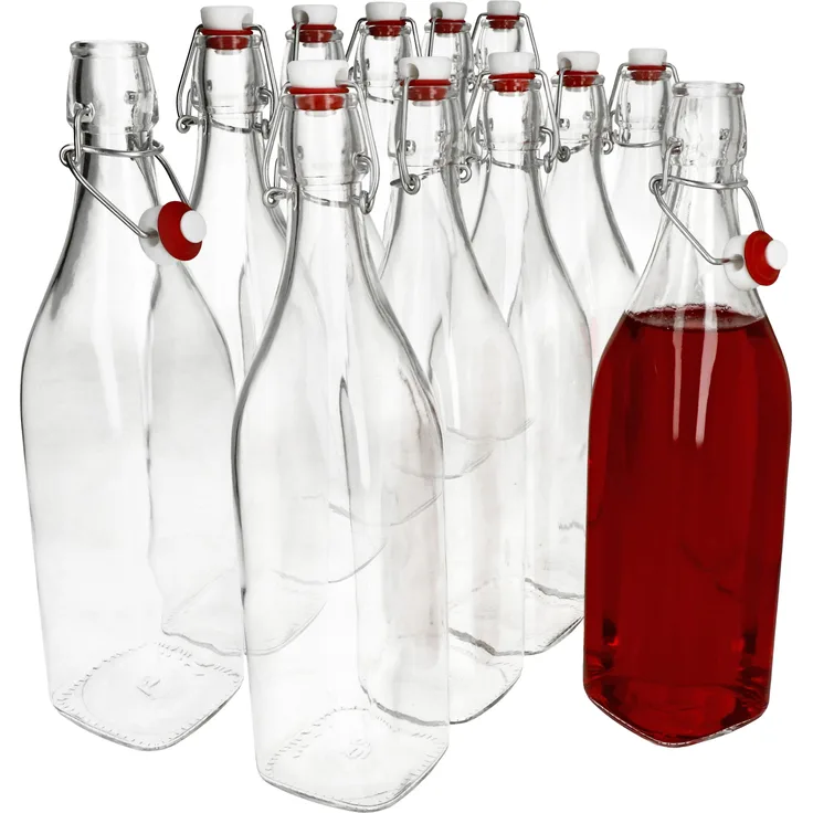 12er Set Glasflaschen Serie Swing mit Bügelverschluss 1,00 Liter