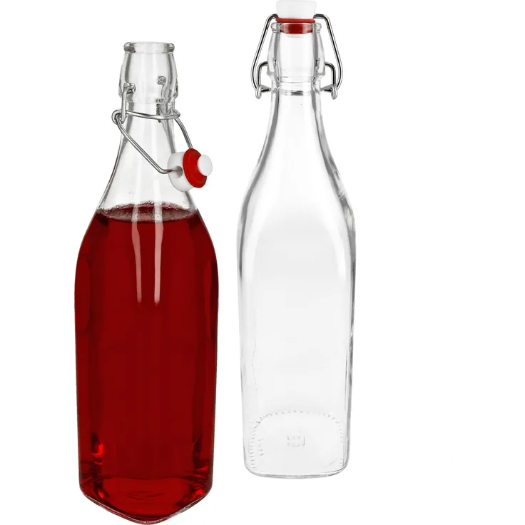 2er Set Glasflaschen Serie Swing mit Bügelverschluss 1,00 Liter
