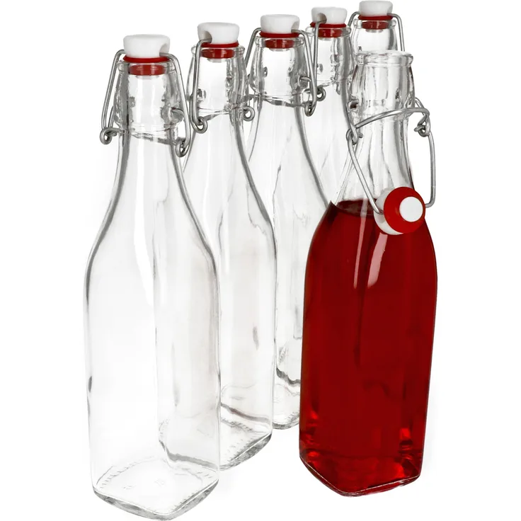6er Set Glasflaschen Serie Swing mit Bügelverschluss 0,50 Liter