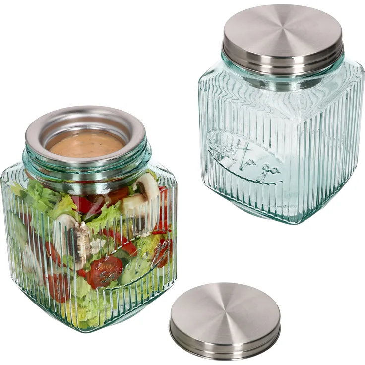 6tlg Set Salat to Go Vorratsglas 1L Lunch-Box für Salat nachhaltig Aufbewahrung