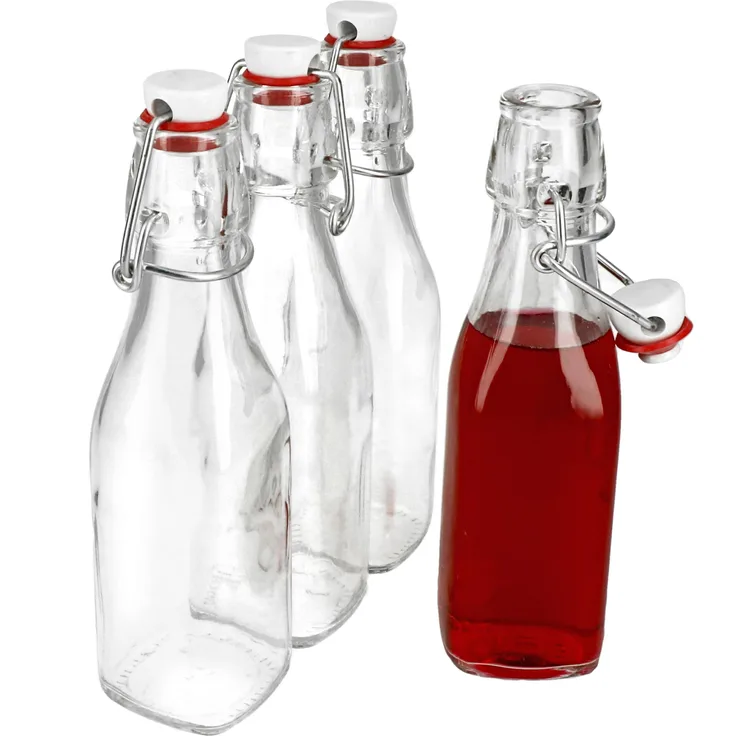 4er Set Glasflaschen Serie Swing mit Bügelverschluss 0,25 Liter