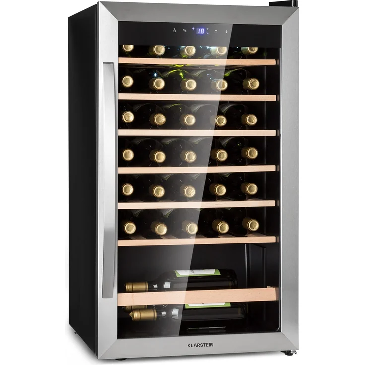 Klarstein Vinamour 32 Uno Weinkühlschrank, freistehend, silber, 36 Flaschen, 1 Temperaturzone, 4-18°C, Touch, Energieklasse G – Bild 1