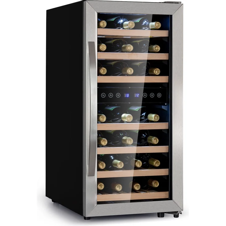 Klarstein Vinamour 33 Duo Weinkühlschrank, freistehend, silber, 33 Flaschen, 2 Temperaturzonen, 5-18°C, Touch, Energieklasse F – Bild 1