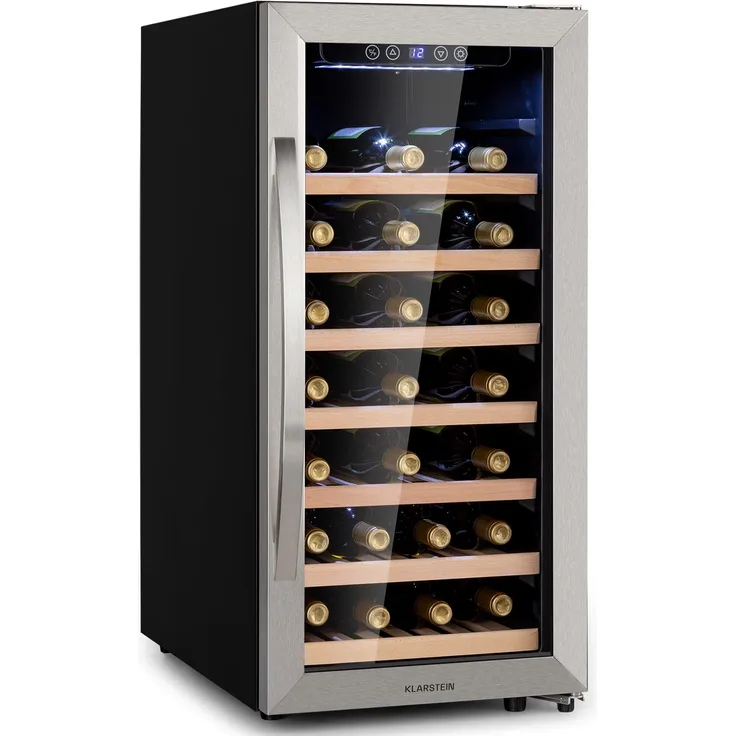 Klarstein Vinamour 38 Uno Weinkühlschrank, freistehend, silber, 38 Flaschen, Energieklasse F