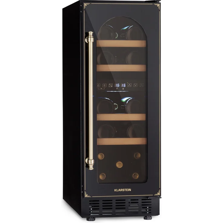 Klarstein Vinovilla 17 Built-in Duo Vilhelmine Edition Weinkühlschrank, Einbau, schwarz antik-Gold-Metallic, 17 Flaschen, Glastür, Energieklasse F – Bild 1