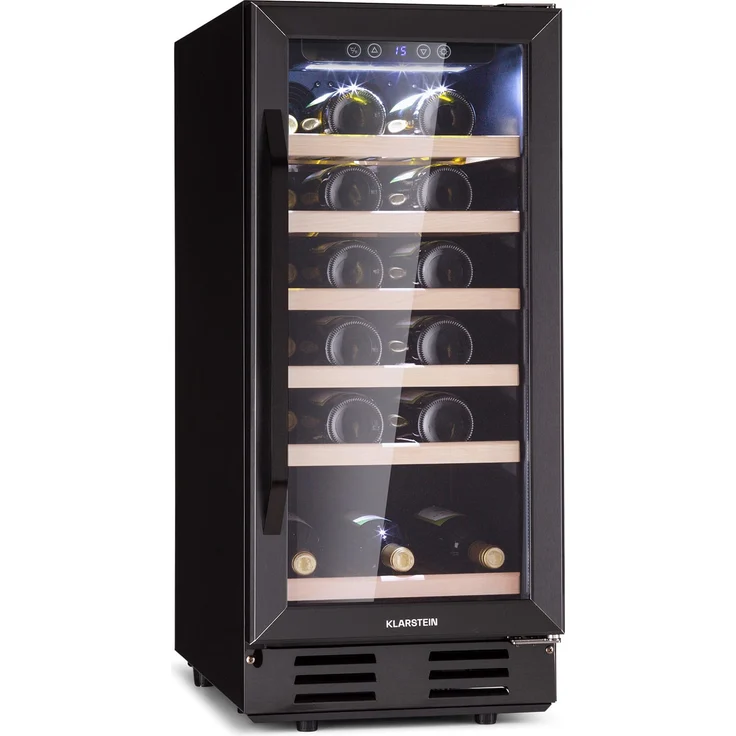 Klarstein Vinovilla 29 Weinkühlschrank, freistehend, edelstahl schwarz, 1 Temperaturzone, Glastür, Energieklasse G – Bild 1