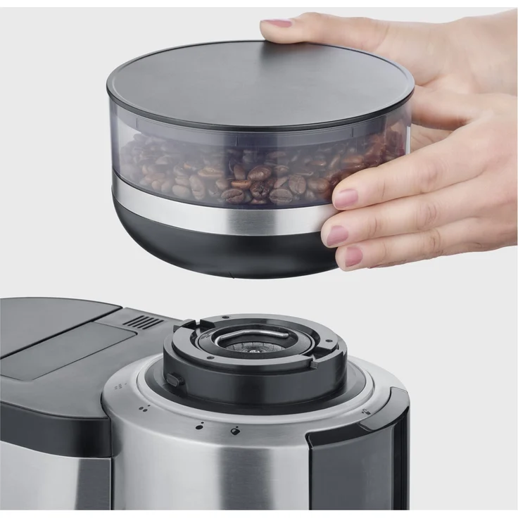 Severin KA 4850 Filterkaffeemaschine, 1520 Watt, Timer, Bohnenbehälter, Warmhalteplatte, mit Mahlwerk, Wassertank abnehmbar, schwarz, edelstahl – Bild 9