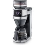 Severin KA 4850 Filterkaffeemaschine, 1520 Watt, Timer, Bohnenbehälter, Warmhalteplatte, mit Mahlwerk, Wassertank abnehmbar, schwarz, edelstahl