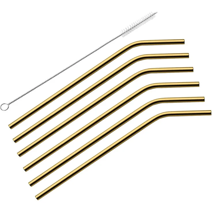 Cilio Trinkhalme Steel Oro gebogen Coffee Culture