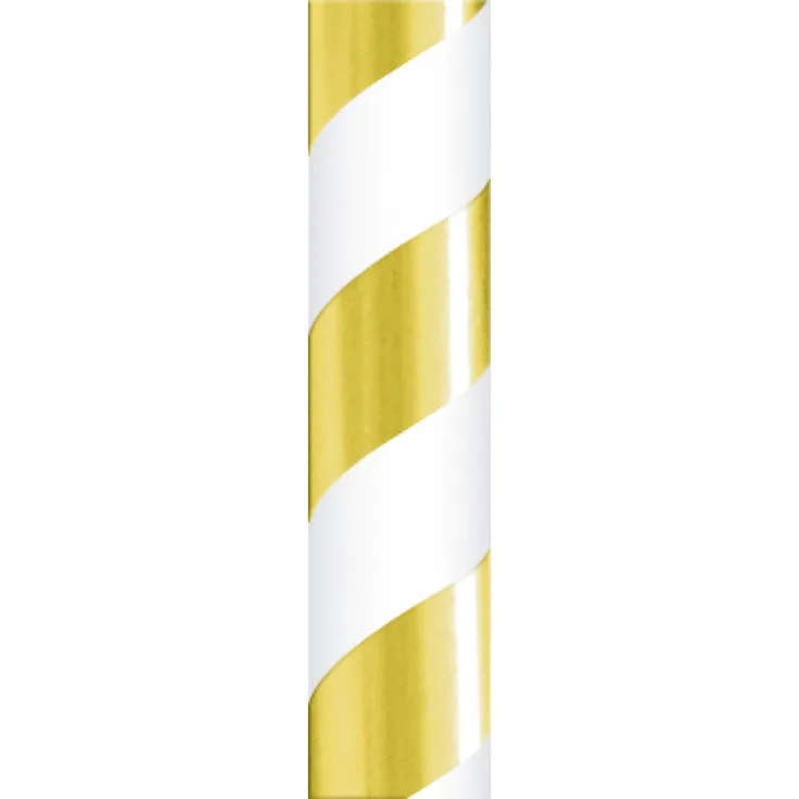 Papierstrohhalme Streifen gold 24 Stück 6 mm