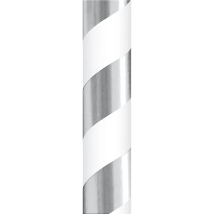Papierstrohhalme Streifen silber 24 Stück 6 mm