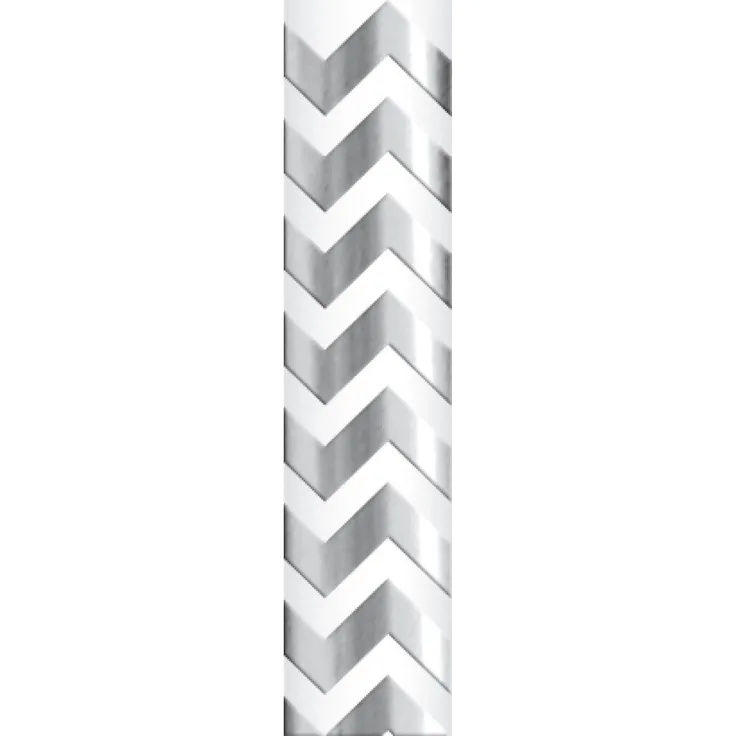 Papierstrohhalme Chevron silber 24 Stück 6 mm