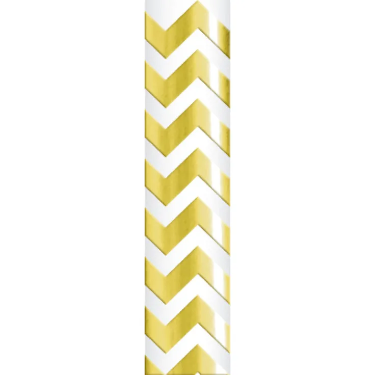Papierstrohhalme Chevron gold 24 Stück 6 mm