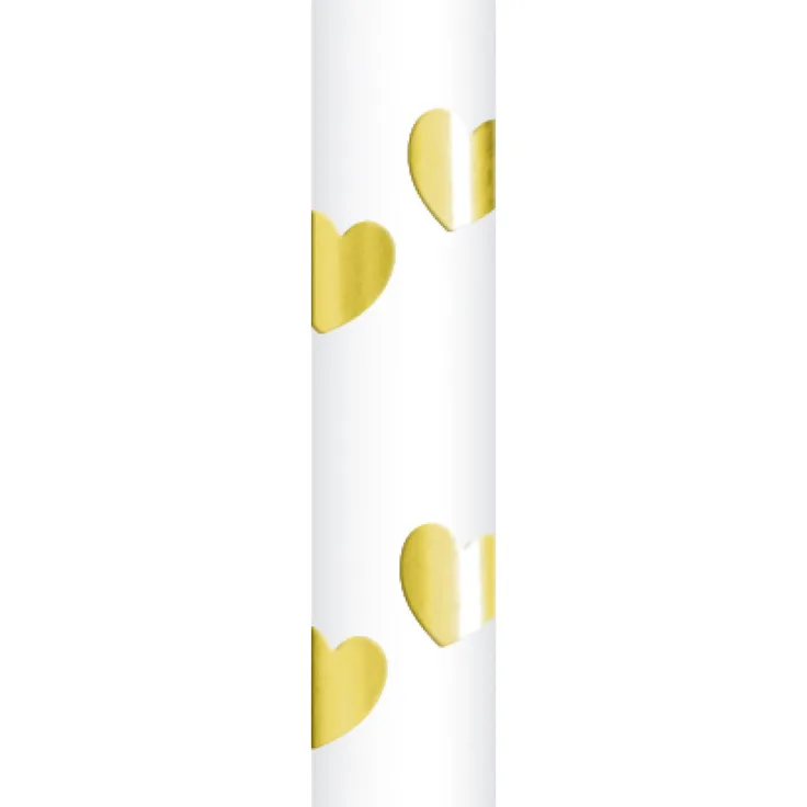 Papierstrohhalme Herzen gold 24 Stück 6 mm